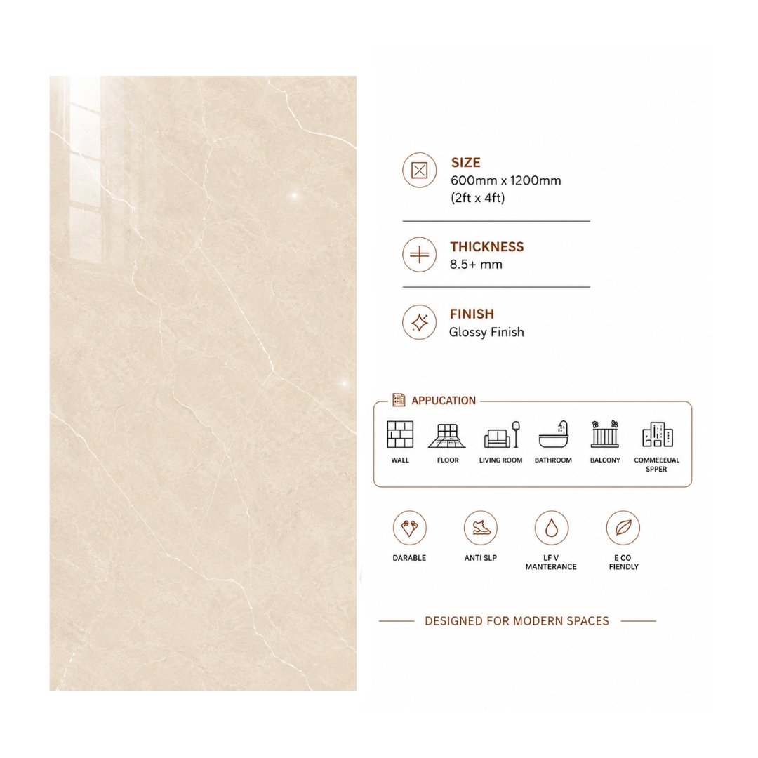 AL Ex Saxone Beige Marble & Stone Living Area Tiles - My Home Studio